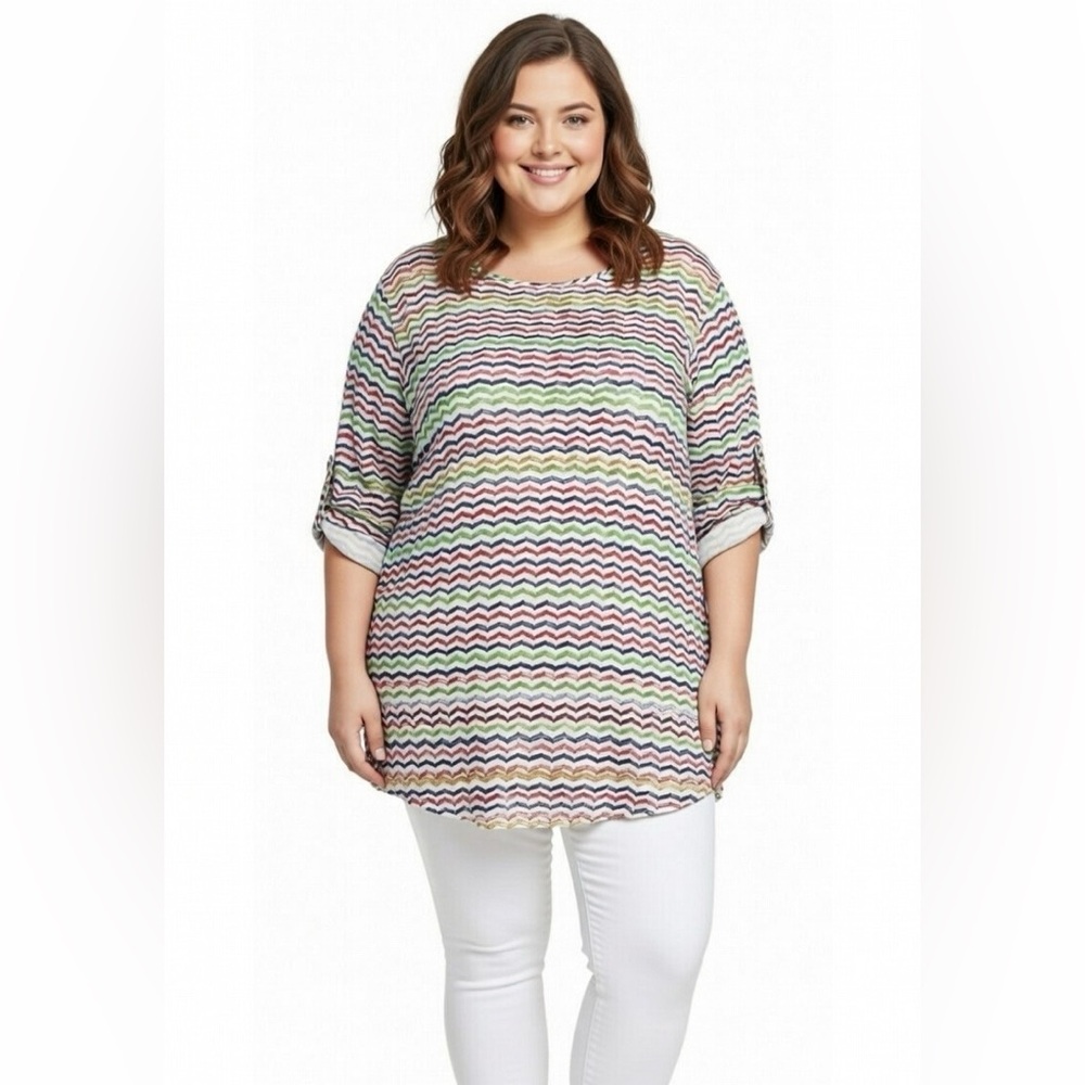 Talbots Colorful Zigzag Patterned Women's Top sz 2x